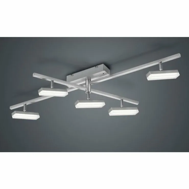 Luminaires Reality Éclairage Led|Plafonnier Reality Bondy LED Nickel mat, 5 lumières, Télécommandes, Changeur de couleurs