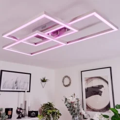 Plafonnier Relous LED Acier inoxydable, 3 lumières, Télécommandes, Changeur de couleurs