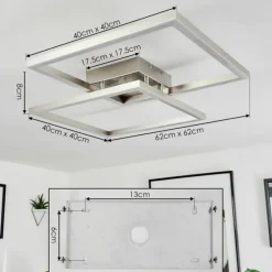 Plafonnier Relous LED Acier inoxydable, 2 lumières, Télécommandes, Changeur de couleurs