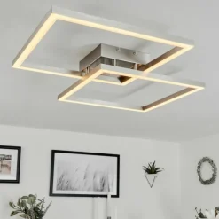 Plafonnier Relous LED Acier inoxydable, 2 lumières, Télécommandes, Changeur de couleurs
