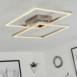 Plafonnier Relous LED Acier inoxydable, 2 lumières, Télécommandes, Changeur de couleurs