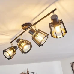 hofstein Spots Et Projecteurs|Plafonnier Rieti Noir, 4 lumières