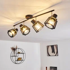 hofstein Spots Et Projecteurs|Plafonnier Rieti Noir, 4 lumières