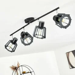 hofstein Spots Et Projecteurs|Plafonnier Rieti Noir, 4 lumières