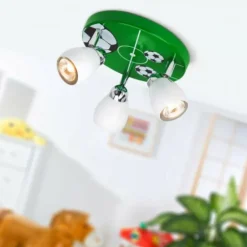 Luminaires Brilliant Spots Et Projecteurs|Plafonnier rond à spots Brilliant Leuchten Soccer Vert, Blanc, 3 lumières