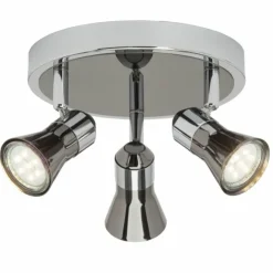 Luminaires Brilliant Éclairage Led|Plafonnier rond à spots Brilliant Jupp LED Chrome, Noir, 3 lumières