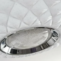 Plafonnier Roseto LED Chrome, Transparent, Blanc, 1 lumière, Télécommandes