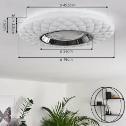 Plafonnier Roseto LED Chrome, Transparent, Blanc, 1 lumière, Télécommandes