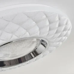 Plafonnier Roseto LED Chrome, Transparent, Blanc, 1 lumière, Télécommandes