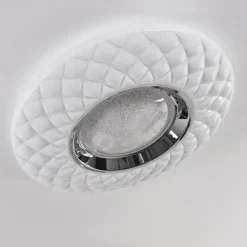 Plafonnier Roseto LED Chrome, Transparent, Blanc, 1 lumière, Télécommandes