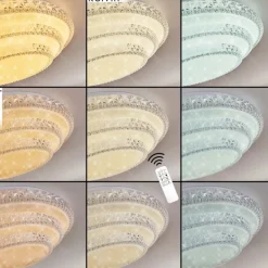 Plafonnier Roseto LED Transparent, Blanc, 1 lumière, Télécommandes