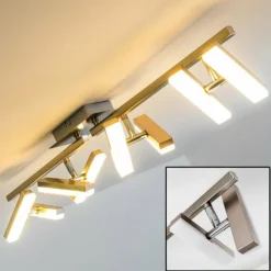 hofstein Éclairage Led|Plafonnier Sakami LED Nickel mat, 8 lumières