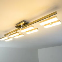 hofstein Éclairage Led|Plafonnier Sakami LED Nickel mat, 8 lumières