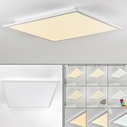 Plafonnier Salmi LED Aluminium, Blanc, 1 lumière, Télécommandes