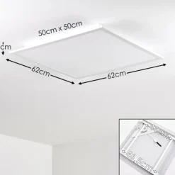Plafonnier Salmi LED Aluminium, Blanc, 1 lumière, Télécommandes