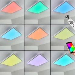 Plafonnier Salmi LED Blanc, 1 lumière, Télécommandes, Changeur de couleurs