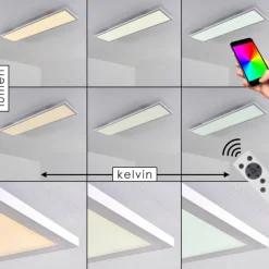 Plafonnier Salmi LED Blanc, 1 lumière, Télécommandes, Changeur de couleurs