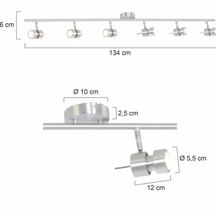 Luminaires Steinhauer Éclairage Led|Plafonnier Steinhauer Natasja LED Acier inoxydable, 6 lumières