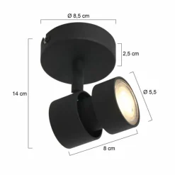 Luminaires Steinhauer Éclairage Led|Plafonnier Steinhauer Natasja LED Noir, 1 lumière