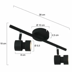Luminaires Steinhauer Éclairage Led|Plafonnier Steinhauer Natasja LED Noir, 2 lumières