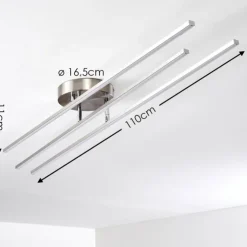 hofstein Éclairage Led|Plafonnier Tornio LED Nickel mat, 3 lumières