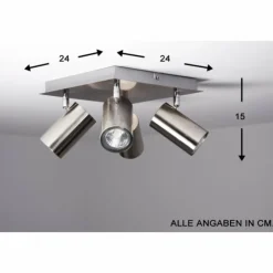 Luminaires Trio Spots Et Projecteurs|Plafonnier Trio 8024 Acier inoxydable, Nickel mat, 4 lumières