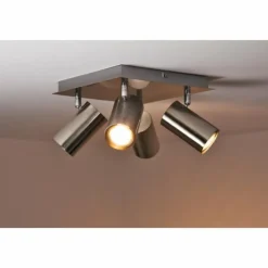 Luminaires Trio Spots Et Projecteurs|Plafonnier Trio 8024 Acier inoxydable, Nickel mat, 4 lumières