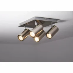 Luminaires Trio Spots Et Projecteurs|Plafonnier Trio 8024 Acier inoxydable, Nickel mat, 4 lumières