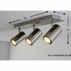 Luminaires Trio Spots Et Projecteurs|Plafonnier Trio 8024 Acier inoxydable, Nickel mat, 3 lumières