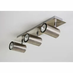 Luminaires Trio Spots Et Projecteurs|Plafonnier Trio 8024 Acier inoxydable, Nickel mat, 3 lumières