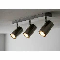 Luminaires Trio Spots Et Projecteurs|Plafonnier Trio 8024 Acier inoxydable, Nickel mat, 3 lumières