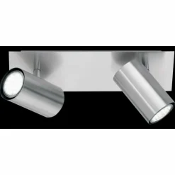 Luminaires Trio Plafonniers|Plafonnier Trio 8024 Acier inoxydable, Nickel mat, 2 lumières
