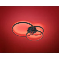 Plafonnier Trio Aaron LED Anthracite, 1 lumière, Télécommandes, Changeur de couleurs