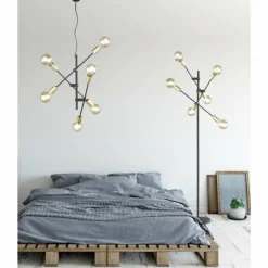 Luminaires Trio Plafonniers|Plafonnier Trio CROSS Noir, 6 lumières