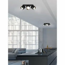 Luminaires Trio Spots Et Projecteurs|Plafonnier Trio GUAYANA Noir, 3 lumières