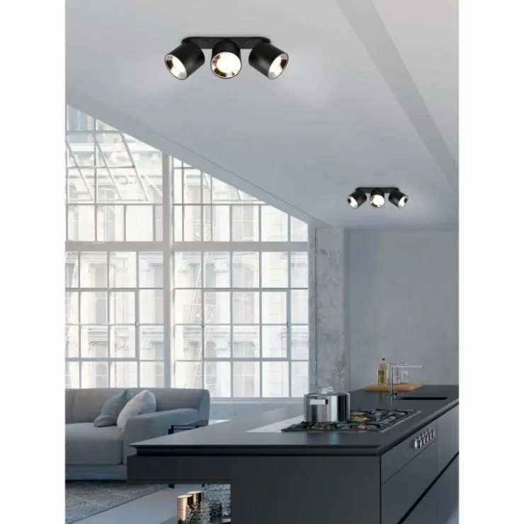 Luminaires Trio Spots Et Projecteurs|Plafonnier Trio GUAYANA Noir, 3 lumières