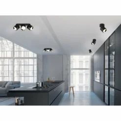 Luminaires Trio Spots Et Projecteurs|Plafonnier Trio GUAYANA Noir, 3 lumières
