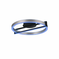 Plafonnier Trio Thompson LED Aluminium brossé, 1 lumière, Télécommandes, Changeur de couleurs