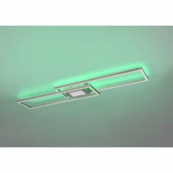 Luminaires Trio Éclairage Led|Plafonnier Trio-Leuchten Ganado LED Nickel mat, 2 lumières, Télécommandes, Changeur de couleurs