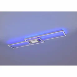 Luminaires Trio Éclairage Led|Plafonnier Trio-Leuchten Ganado LED Nickel mat, 2 lumières, Télécommandes, Changeur de couleurs