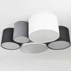 hofstein Plafonniers|Plafonnier Trisett Gris, Noir, Blanc, 5 lumières
