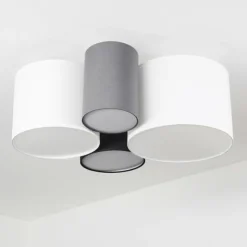 hofstein Plafonniers|Plafonnier Trisett Gris, Noir, Blanc, 4 lumières