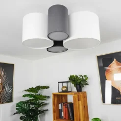 hofstein Plafonniers|Plafonnier Trisett Gris, Noir, Blanc, 4 lumières