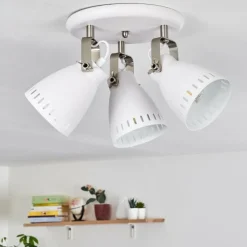 hofstein Spots Et Projecteurs|Plafonnier Vlissingen Nickel mat, Blanc, 3 lumières