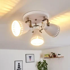 hofstein Spots Et Projecteurs|Plafonnier Vlissingen Nickel mat, Blanc, 3 lumières