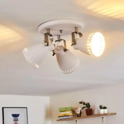 hofstein Spots Et Projecteurs|Plafonnier Vlissingen Nickel mat, Blanc, 3 lumières