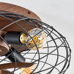Plafonnier Wemude Brun, Noir, 4 lumières, Télécommandes
