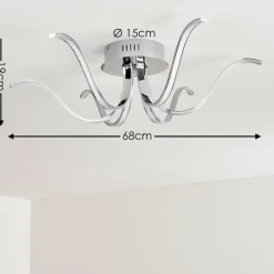 hofstein Éclairage Led|Plafonnier Wikon LED Chrome, 6 lumières