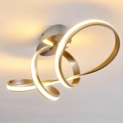 hofstein Éclairage Led|Plafonnier Woyens LED Acier inoxydable, 1 lumière