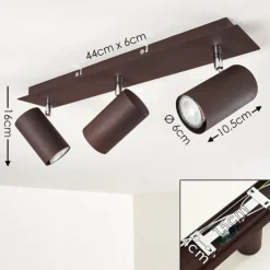 hofstein Spots Et Projecteurs|Plafonnier Zuoz Chrome, Rouille, 3 lumières